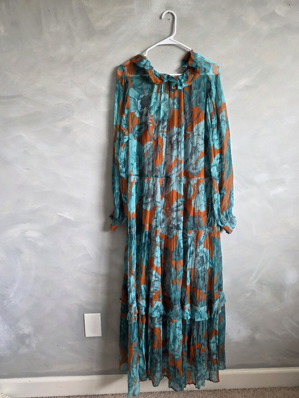 Anthropologie X Marais Chiffon Floral Maxi Dress Multicolor Size L Flowy